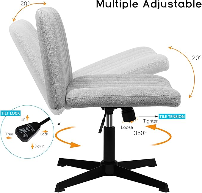 PUKAMI Criss Cross Chair, Armless Cross Legged Office Desk Chair No Wheels - Image 7