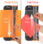Firbon A4 Paper Cutter, 12 Inch Paper Trimmer with Extened Ruler, Black | 10 Sheet Capacity | CM & Inch Scale | Spring-Loaded Safe Blade | Cuts Cardstock, Vinyl, Coupons, Labels & Scrapbooking Craft
