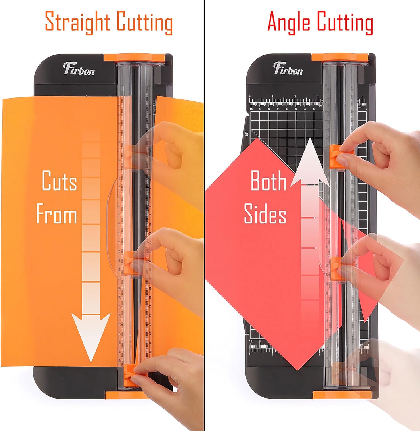 Firbon A4 Paper Cutter, 12 Inch Paper Trimmer with Extened Ruler, Black | 10 Sheet Capacity | CM & Inch Scale | Spring-Loaded Safe Blade | Cuts Cardstock, Vinyl, Coupons, Labels & Scrapbooking Craft