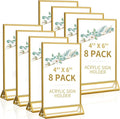 Smarpau 4x6 Gold Acrylic Sign Holder Table Number Holders 8 Pack Vertical by Smarpau