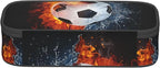 Boys Soccer Pencil Case with Water & Fire Pattern Print, Cool Black Pencil Box - Image 7