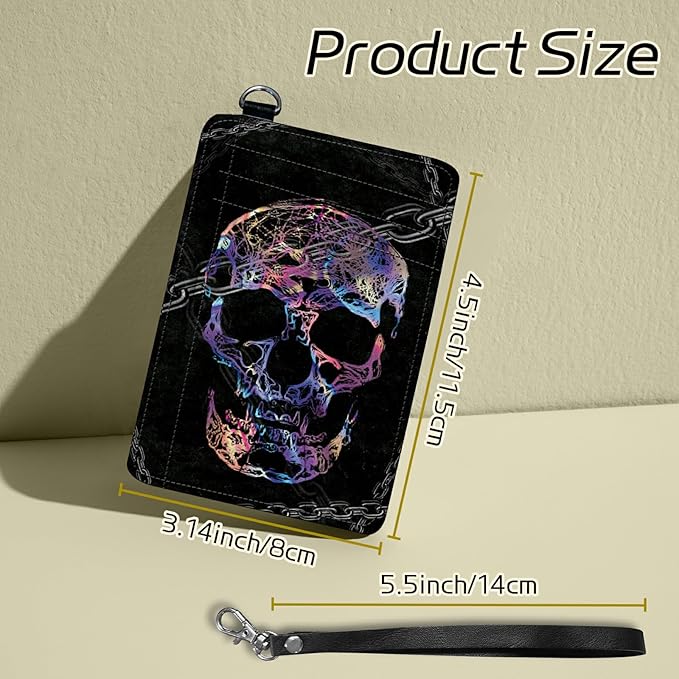 BWEGRHE Small Travel Wallets, Shackle Skull Slim Minimalist Front Pocket Wallet - Image 2