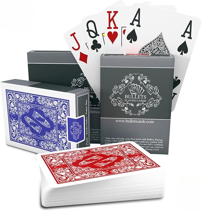 Bullets Playing Cards | Waterproof Plastic Playing Cards – 2 Decks Poker Size by BulletsPlayingCards