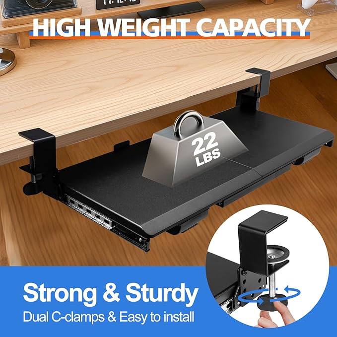 OUKMIC Large Height Adjustable Keyboard Tray - Image 5