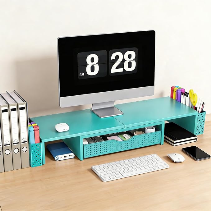 Spacrea Metal Desk Organizers and Accessories, Dual Monitor Stand Riser - Image 2