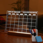 Dry Erase Calendar with Light, USB-Powered Light Up Whiteboard, Includes 4 by MEMELIGHT