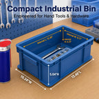 heavy duty part bins, stackable tool storage bin, close-up detail