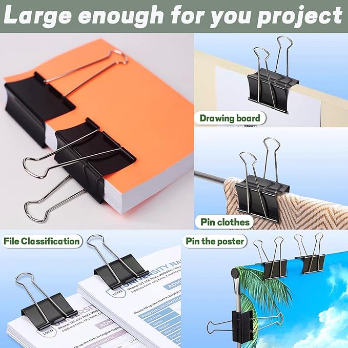 TOTDTDA 3 Inch Extra Large Jumbo Binder Clips, Heavy Duty Paper Clamps - Image 4