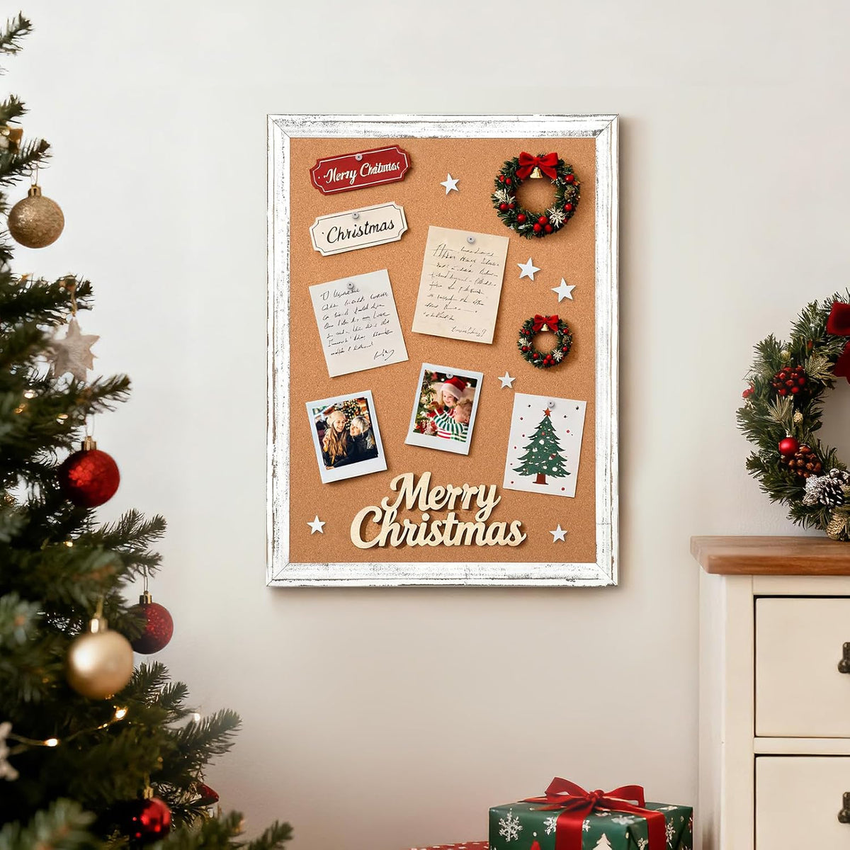 Cork Board Bulletin Board, 24"x18" Corkboard for Wall