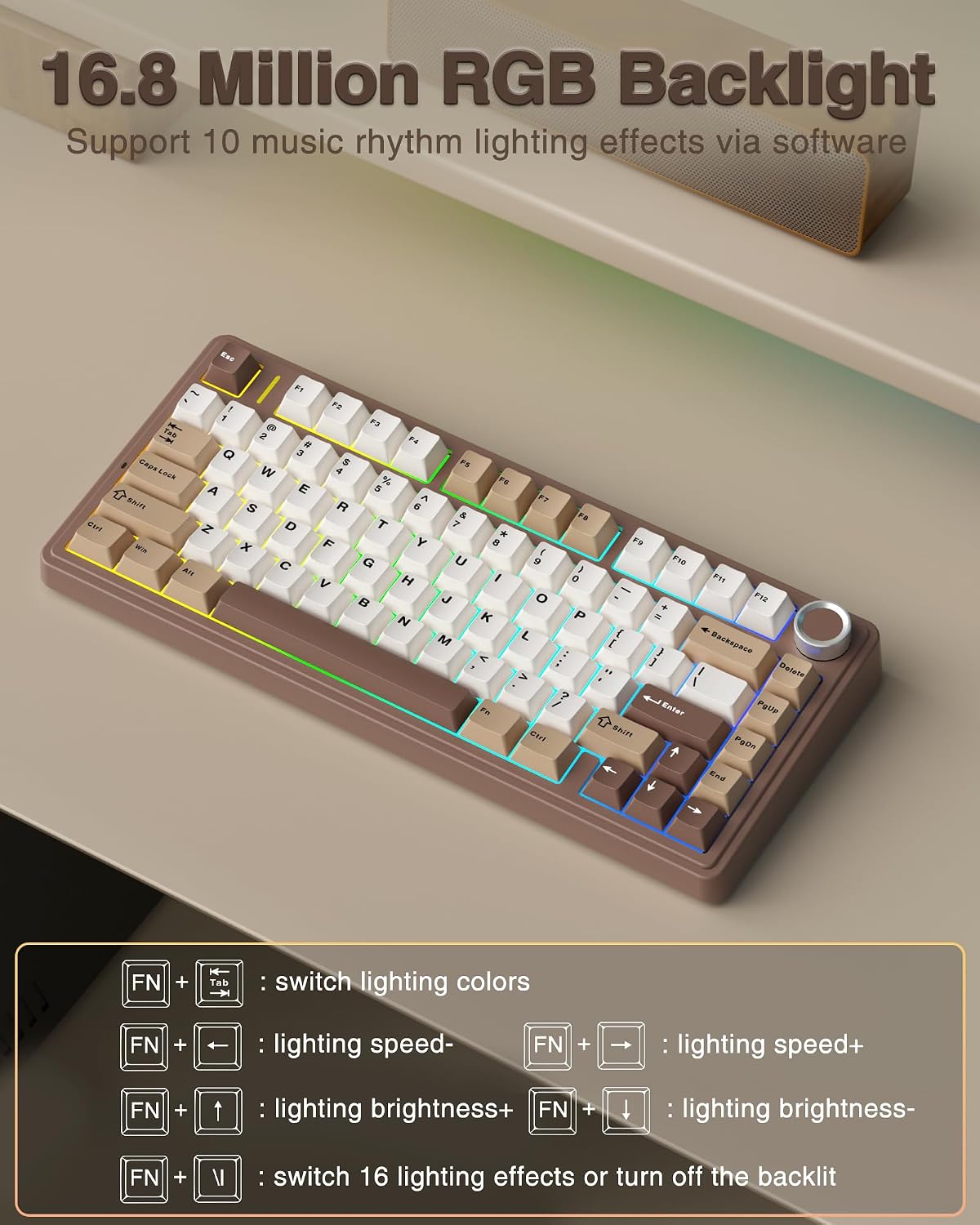 AULA F75 75% Wireless Mechanical Keyboard, Hot Swappable Creamy Keyboard, Pre...