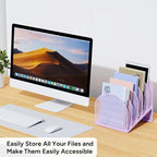 OUTIOE 5-Section Desk File Organizer, Metal Mesh Folder Organizer - Image 5