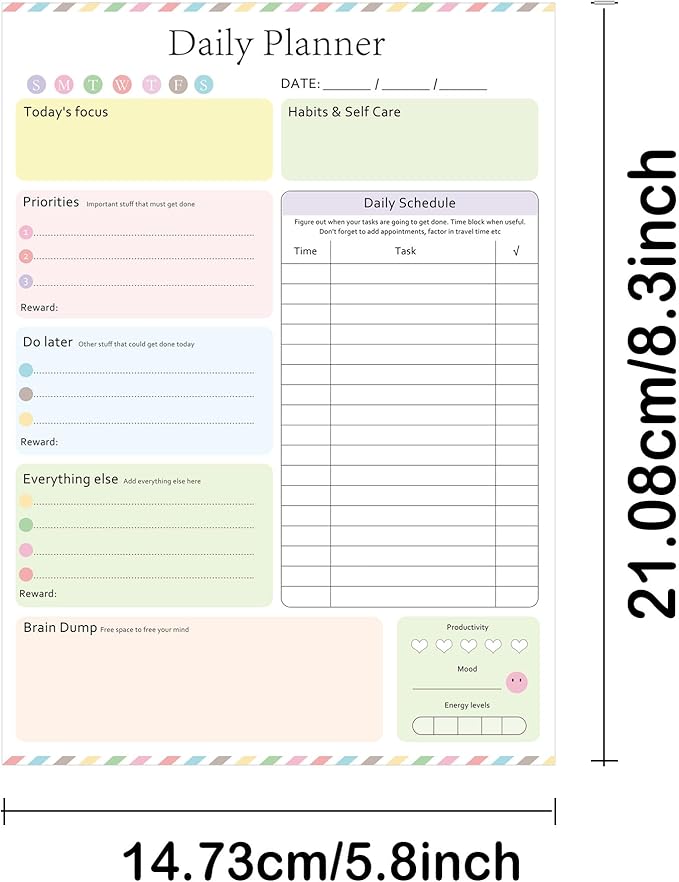ADHD Daily Planner Notepad Daily Planner Desk Pad & Task Management Notepad to - Image 7