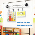Adjustable Magnetic Rod for Classroom and Meeting Room Whiteboard, Flip Chart Calendar Holder, Easel Paper Holder, with Rings and Clips, Maximum Length 41", Maximum Width 3.7"(Black, 2 Pack)