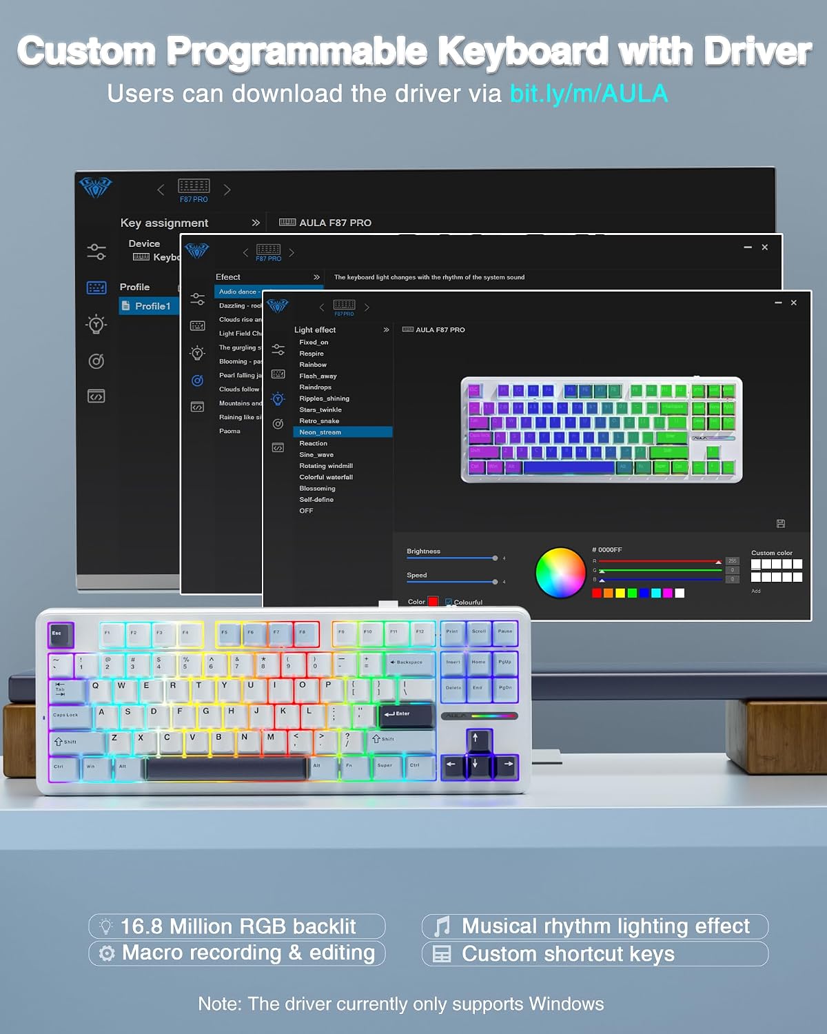AULA F87 Wireless Mechanical Keyboard, TKL Gaming Keyboard 75%, 87 Keys