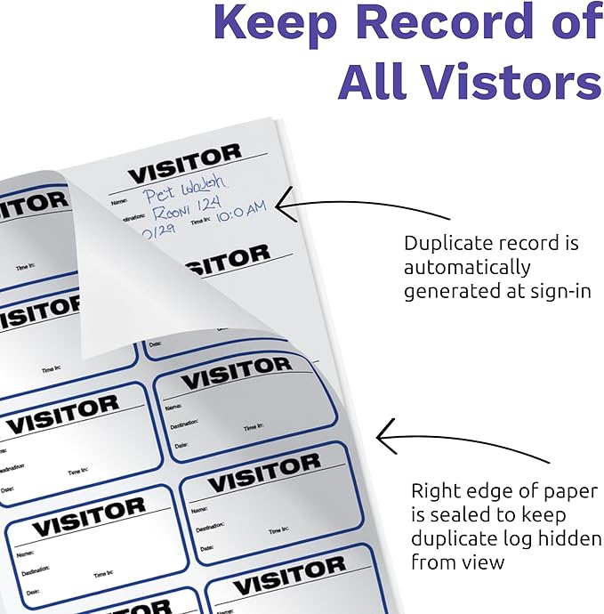 Threshold Visitor Badge Sign-in Book | Name Tag Stickers | Hospital, & - Image 3