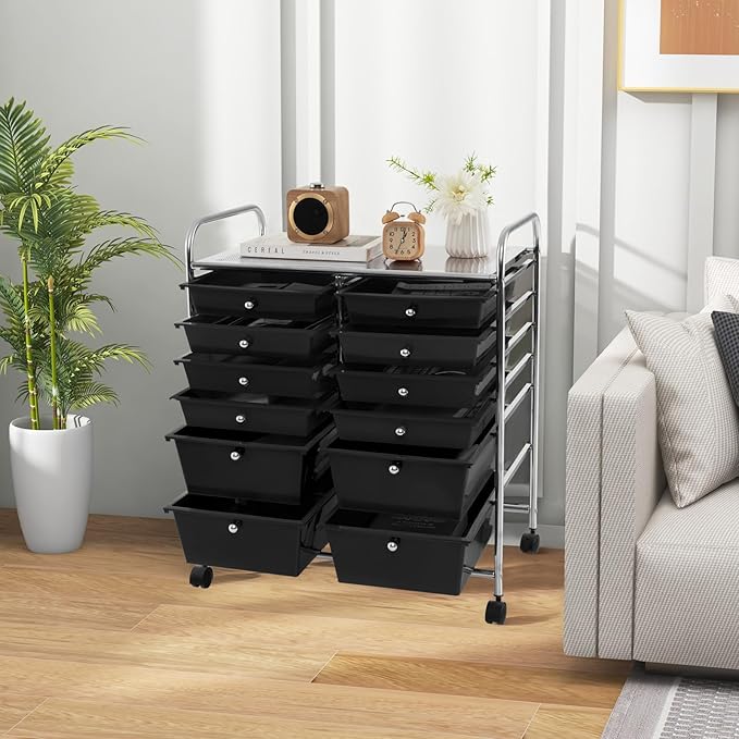 HAPPYGRILL Happygrill 12-Drawer Rolling Storage Cart, Utility Cart - Image 2