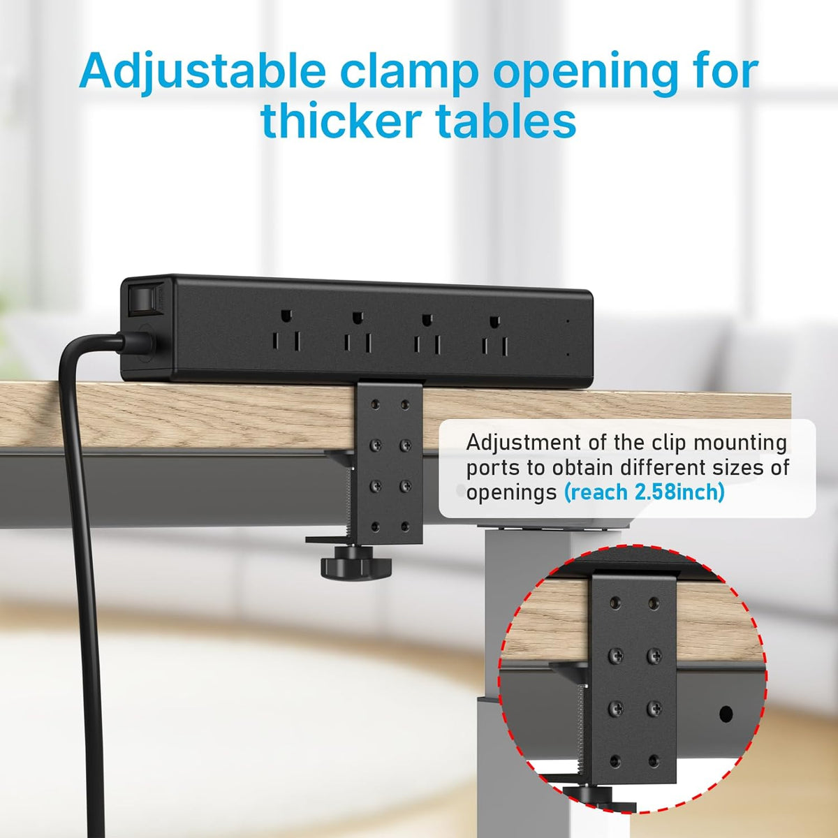 CCCEI 45W Per Side USB-C Desktop Outlet Station, Clamp Power Strip Surge Prot...
