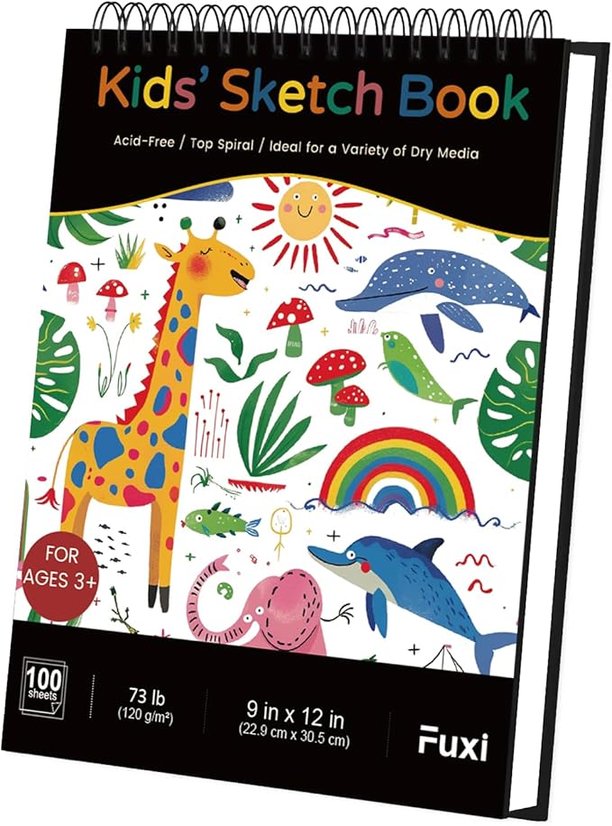 Sketch Book for Kids, 100 Sheets Drawing Paper for Kids, Spiral Sketch Pad for by SketchBook