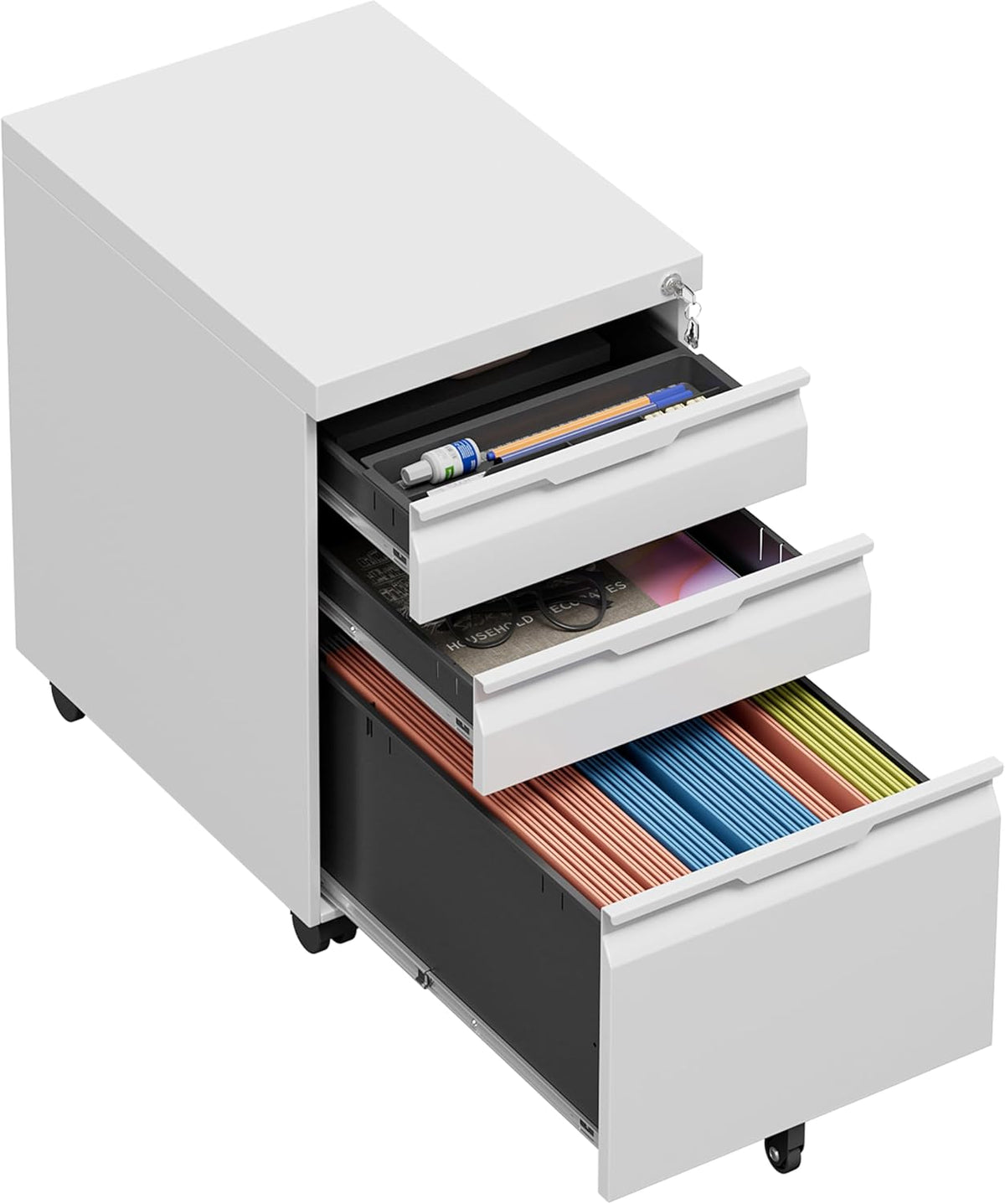 LONGLINK 3 Drawer Mobile File Cabinet
