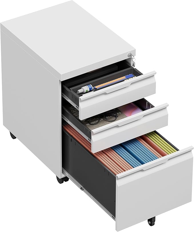 LONGLINK 3 Drawer Mobile File Cabinet by MetalStorageCabinet