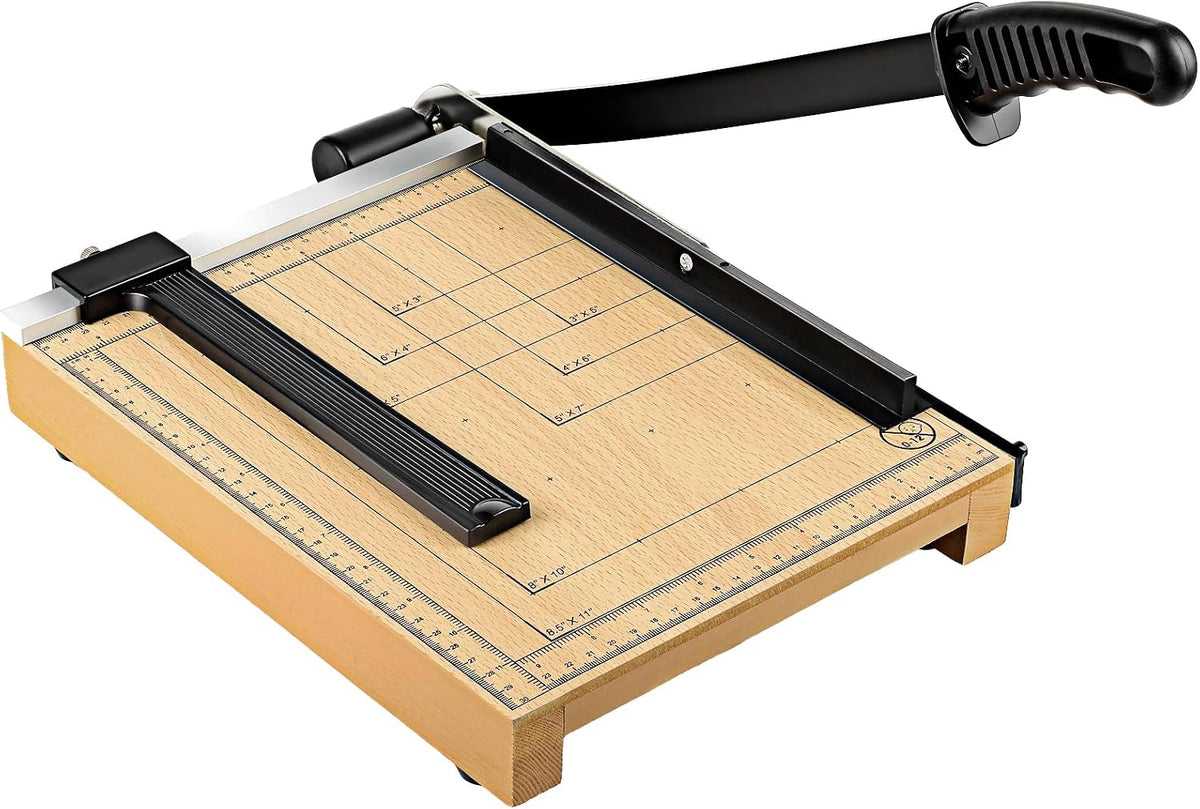 CreGear 12" Wood Paper Cutter, Heavy Duty Trimmer Cuts 12-16 Sheets