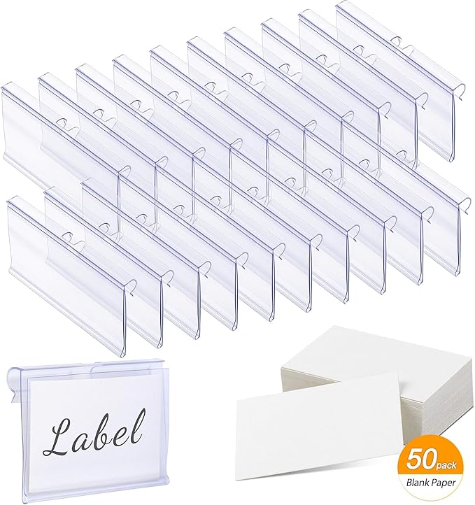 Meetory 50 Pcs Plastic Wire Shelf Label Holders, Retail Shop, Label Papers - Image 8