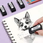Black Erasers, 6 Pack Block Pencil Erasers – Smudge-Free Latex-Free Art Erasers - Image 4