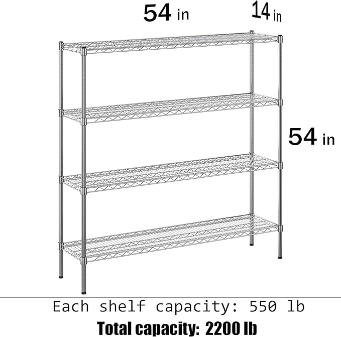 Regal Altair 14" Deep x 54" Wide x 54" Height Wire Shelving Kit | 4-Tier | NSF - Image 3