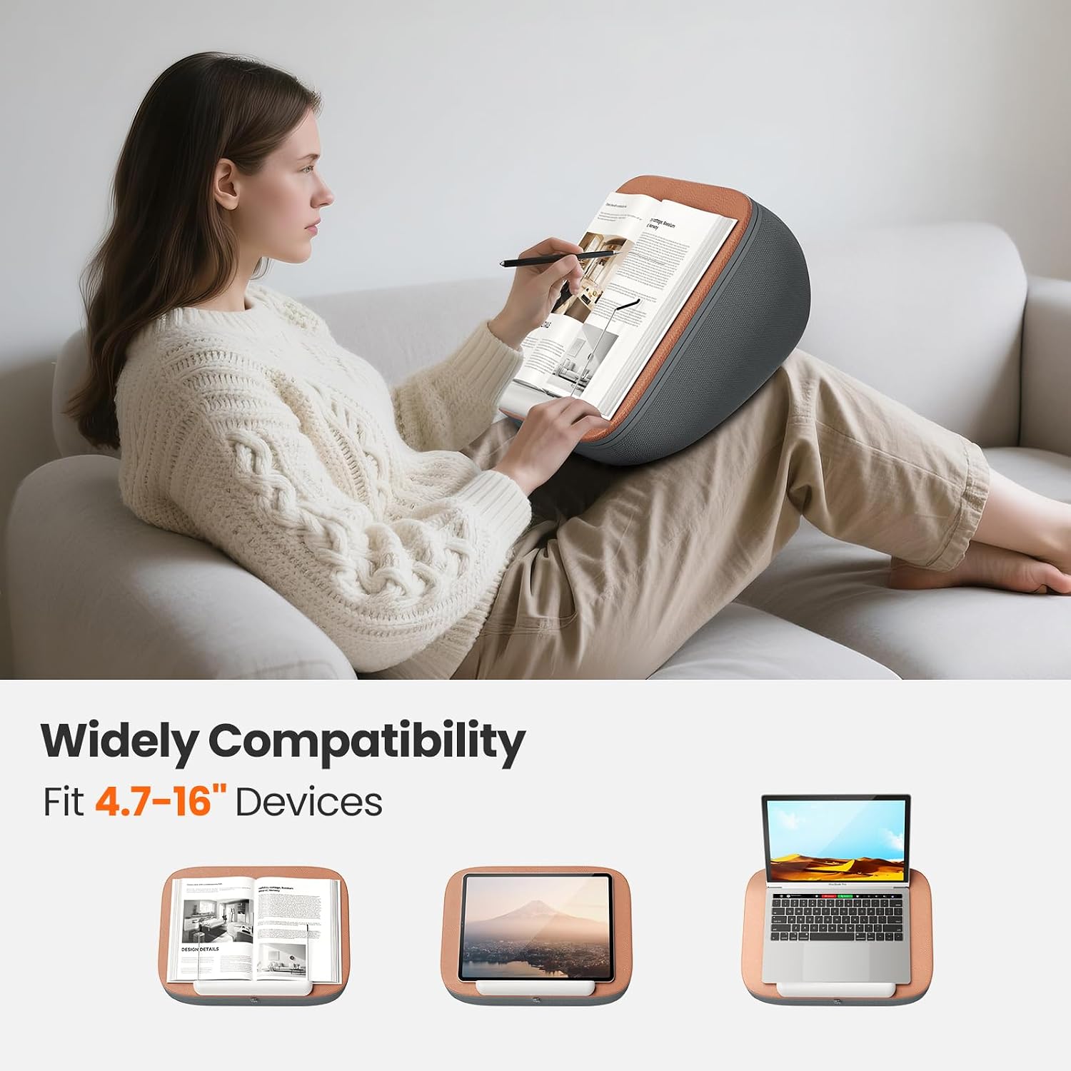 Tounee Book Holder Stand - Ultra Soft Lap Beanbag Pillow for Books, Tablets, iPads & Kindle - Hands-Free Reading & Viewing in Bed/Couch - Reduces Neck Strain - Perfect for Book & E-Readers Lovers