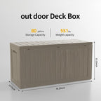 Decksplore Outdoor Storage Box Waterproof, Lockable Resin 80 Gallon Deck Box - Image 2