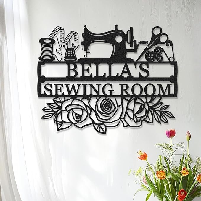 Personalized Name Sewing Room Sign, Custom Mom's Quilting Room Sign Sewing by Unknown