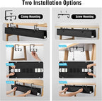 Desk Cable Management Tray, Fabric Cable Organizer, No Drill Large Clamp/Screw - Image 4