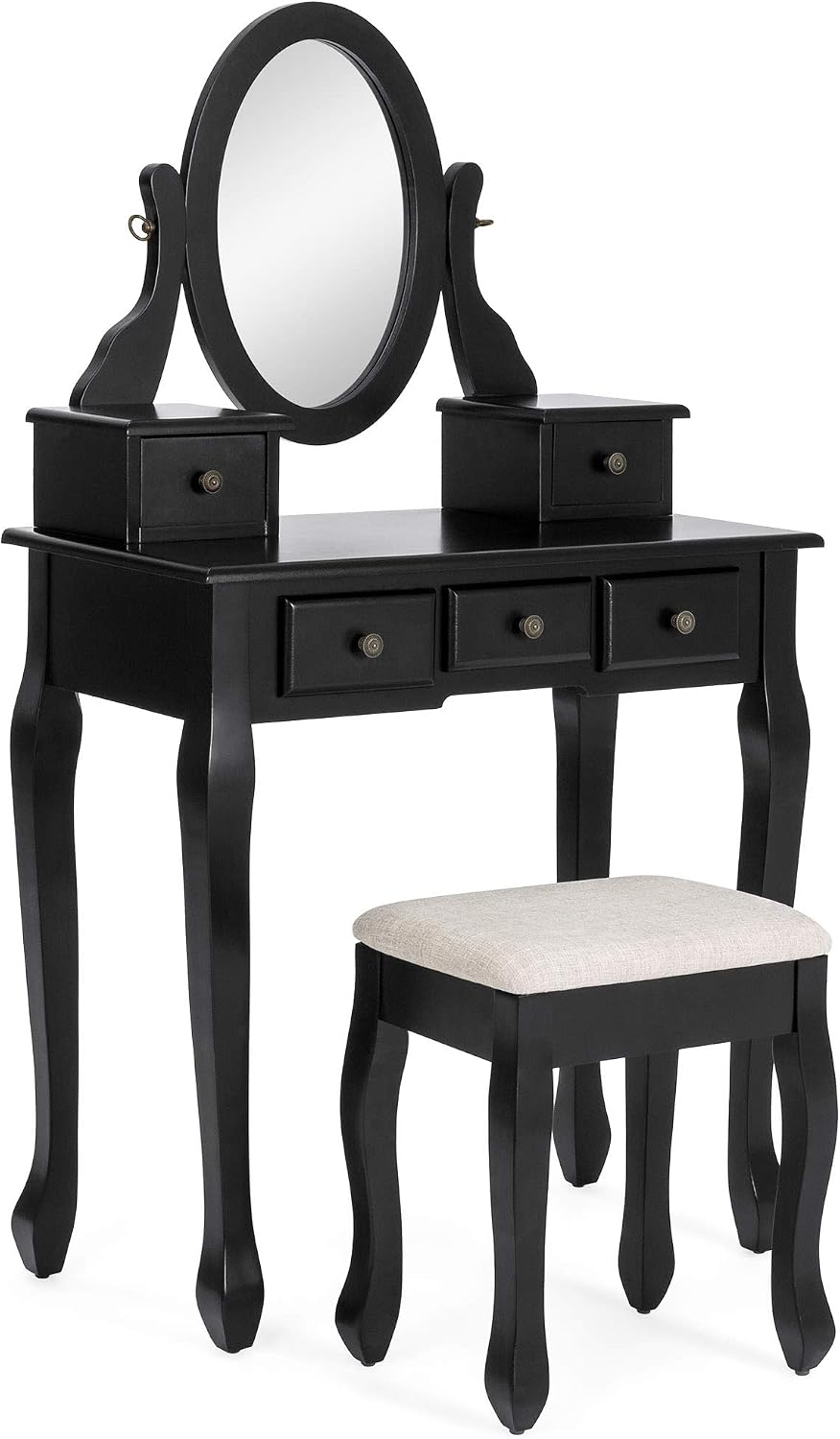 Best Choice Products Bedroom Vanity Hair Dressing Table Set for Makeup, Cosme...