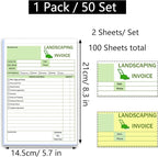Garden Service Invoice Receipt Book, 2-Part Carbonless Landscaping Invoice Book - Image 2