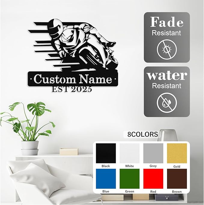 Personalized Motorcycle Metal Sign Custom Biker Name Sign Dirt Bike Wall Decor - Image 4