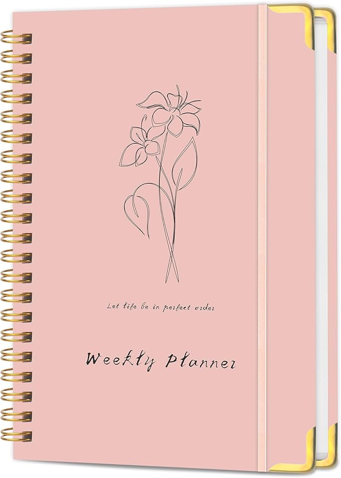Undated Weekly Planner with Metal Corner Hardcover Notebook, A5 Size Journal by KAICNPAPER