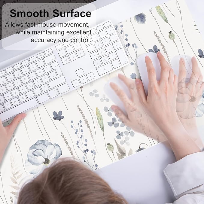 QIYI Large Mouse Pad for Desk, Floral Desk Mat for Desktop, Women Girls Office - Image 4