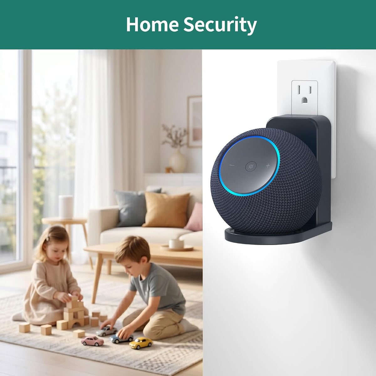HomeMount Wall Mount for Dot Max & Nest Mini, Plug-in (Graphite, 2 Mounts)