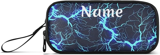 BOENLE Custom Dark Blue Electric Lightning Pencil Case Box Boys Girls - Image 8