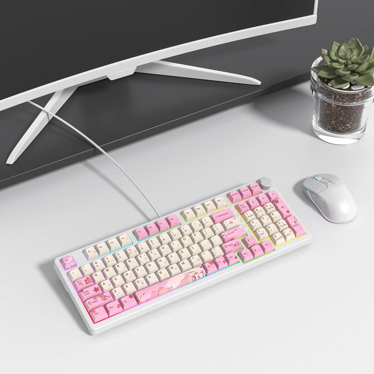 Wired Creamy Gaming Keyboard with Number Pad, 96% Hot-swappable Mechanical Ke...