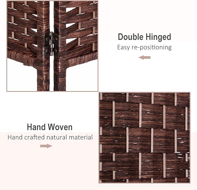 HOMCOM Room Divider, 6 Panel Folding Privacy Screen, 6FT Tall Portable Wicker - Image 4