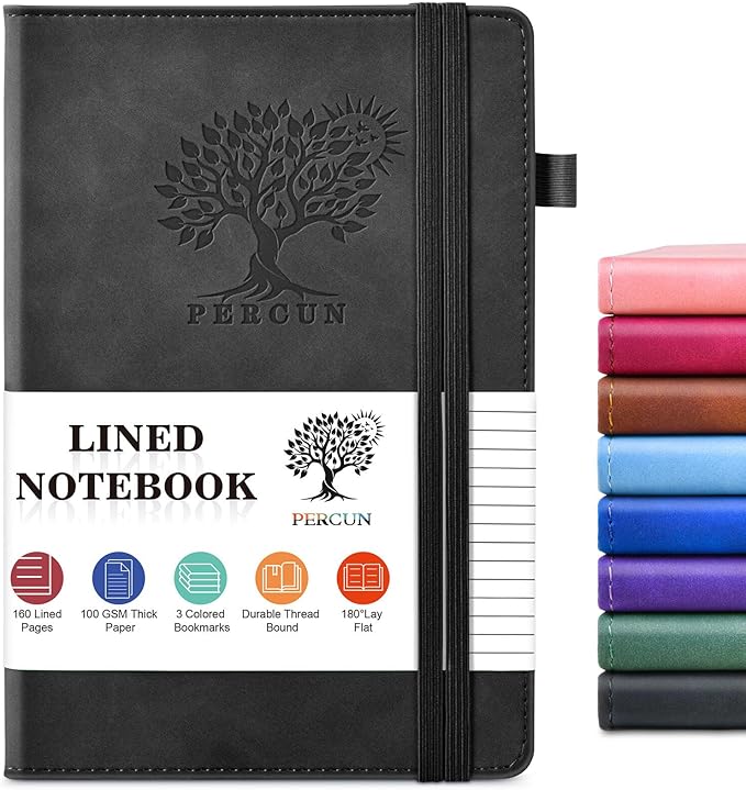 PERCUN Lined Journal Notebook for Men & Women, 160 Pages College Ruled Journal by PERCUN