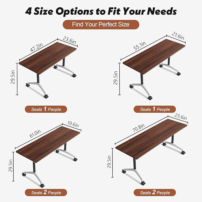 Goakwwuz Conference Room Table, Folding Conference Tables, Thicken Grey Tabletop - Image 2