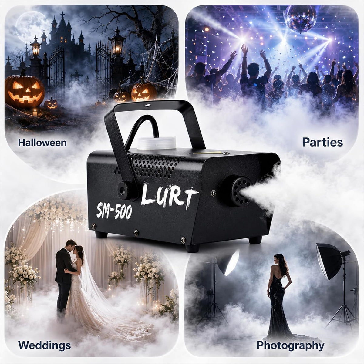 LURT Fog Machine Smoke Machine Indoor Outdoor Halloween Smoke Maker Stage