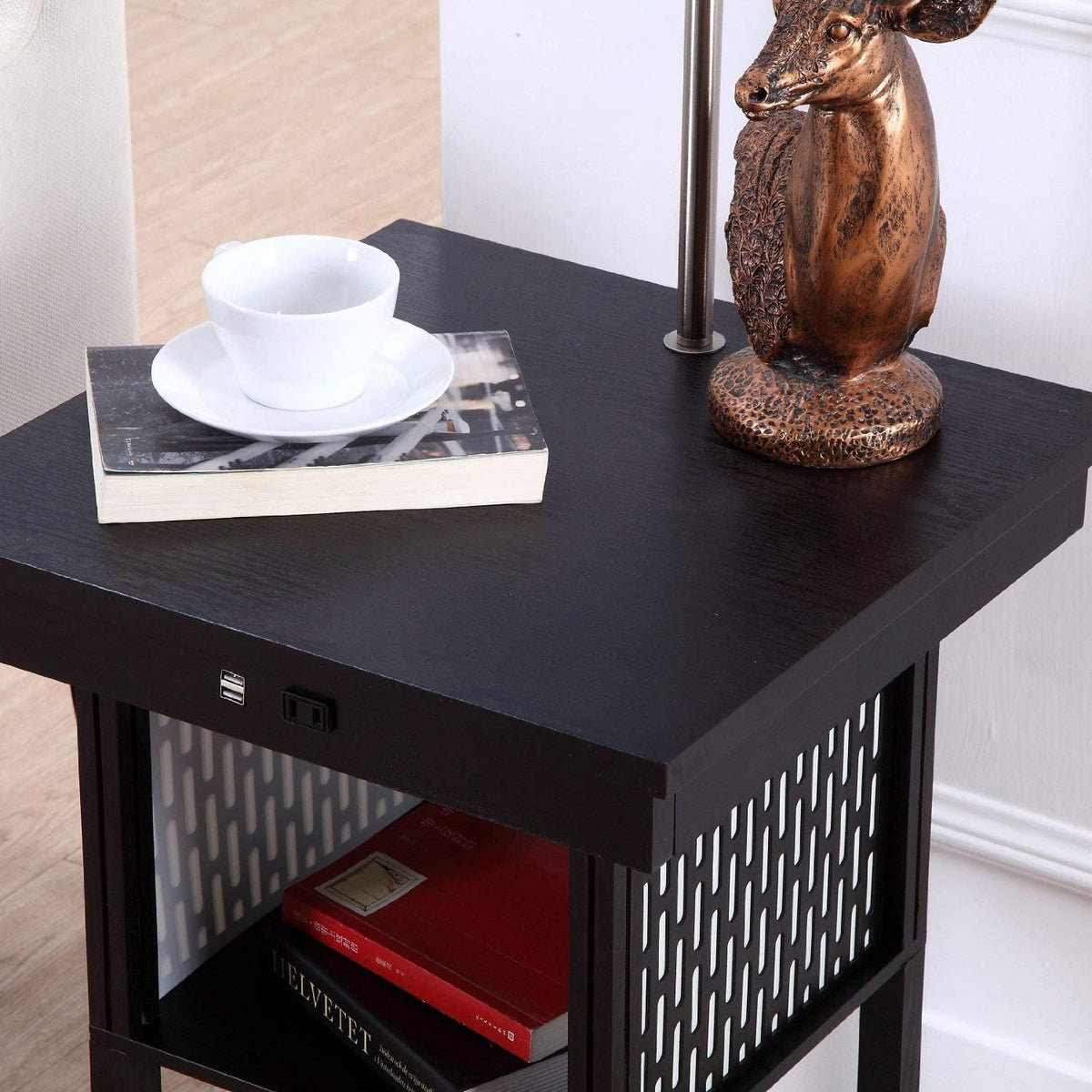 Brightech Madison Side Table with Lamp Combo with LED Bulb, Desk Lamp with US...