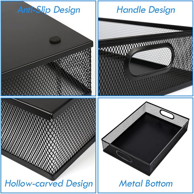 EsOfficce Desk Drawer Organizer, A4 Large Metal Mesh Desk Rrganizer Tray - Image 4