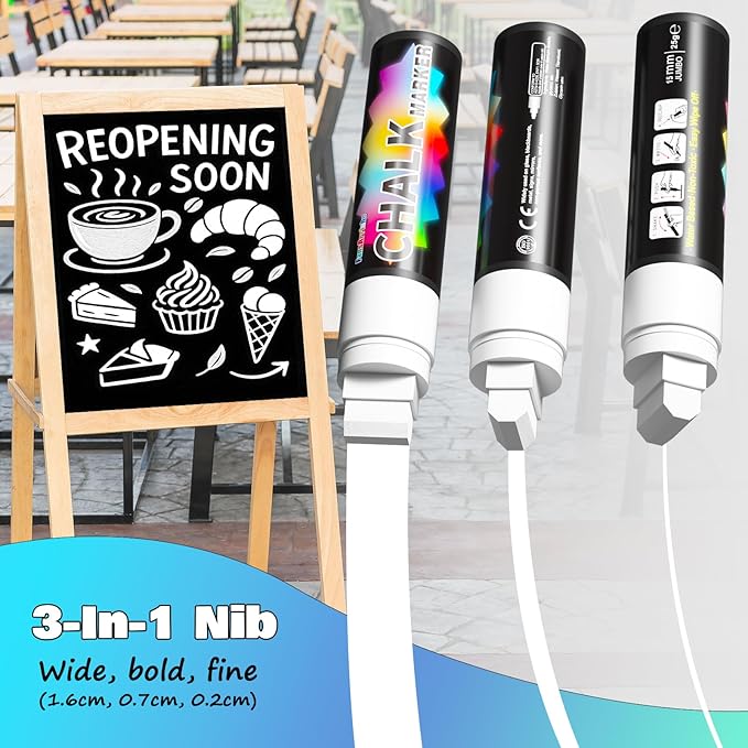 FansArriche White Chalk Markers, 15mm Jumbo Car Window Markers - Image 3