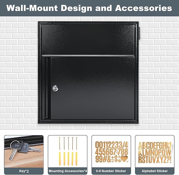 Large Wall Mount Mailbox with Lock and Outgoing Mail Flag - Image 6