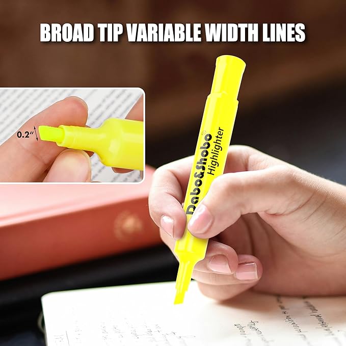 Dabo&Shobo Highlighters 108 Pack, Tank Style Yellow Highlighters, Chisel Tip - Image 4