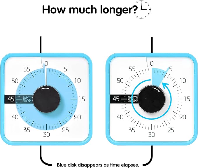 TWENTY5 SEVEN Countdown Timer 7.5 inch; 60 Minute 1 Hour Visual Timer – - Image 5